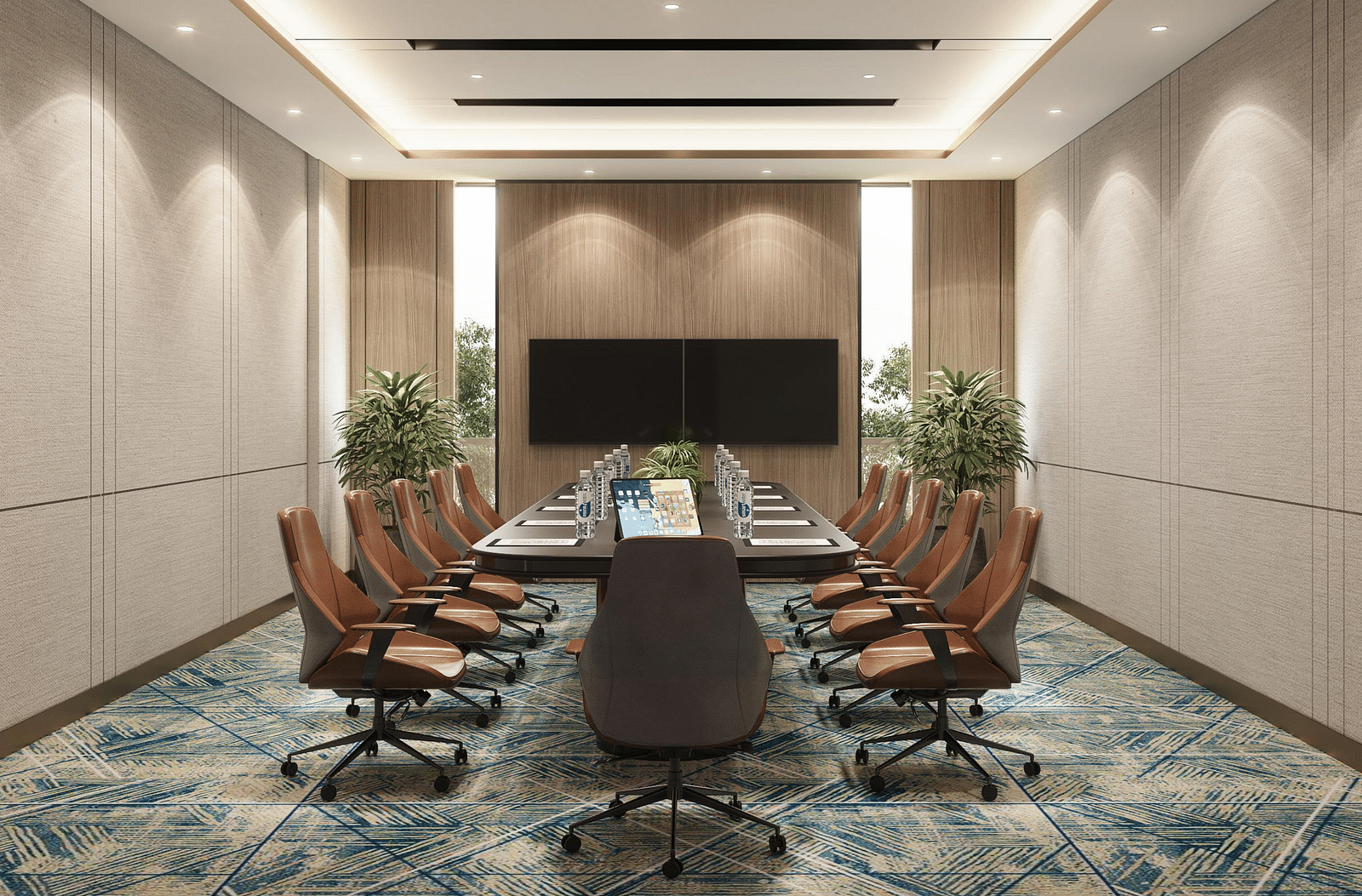 Image of a boardroom with a table and chairs around it at Ramada Encore by Wyndham Gurugram Dwarka Expressway